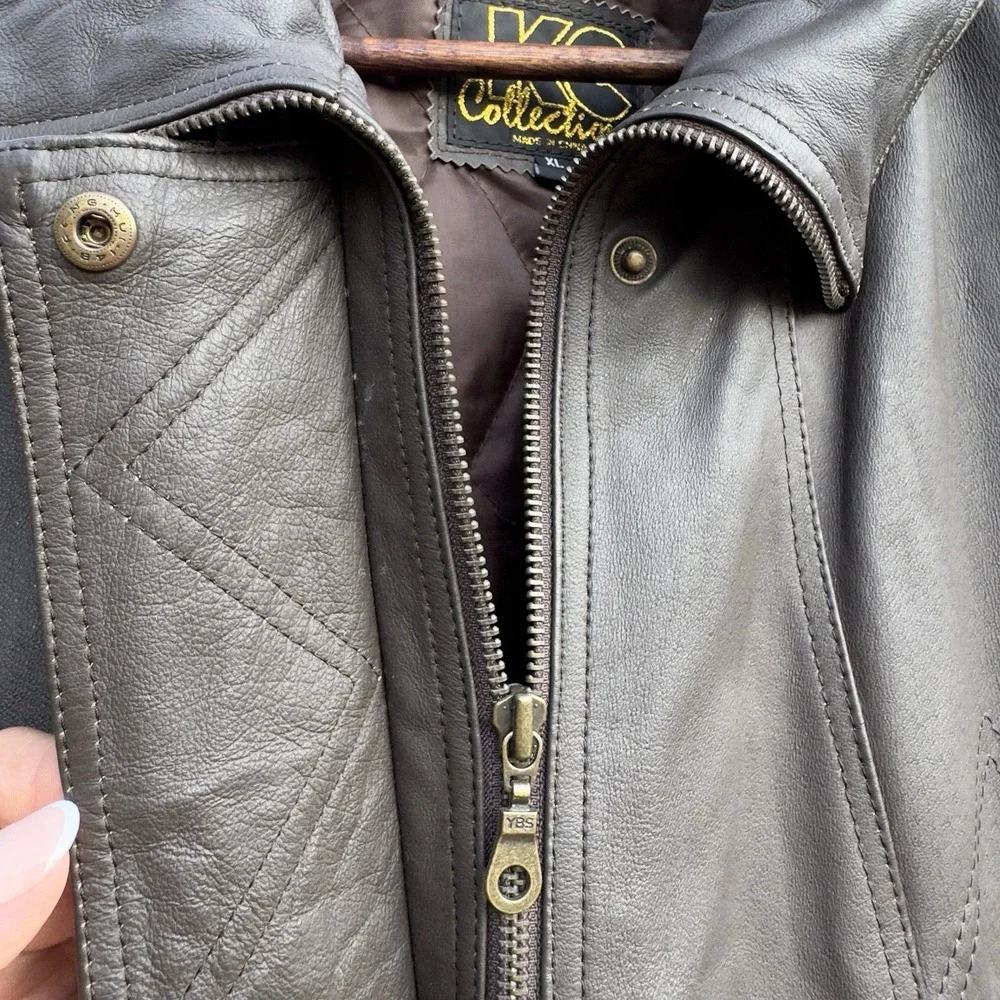 Vintage KC Collections Leather Jacket Women XL Dark Brown Blanket Lining Western - Picture 3 of 13